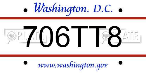 706TT8 District Of Columbia License Plate