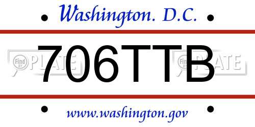 706TTB District Of Columbia License Plate