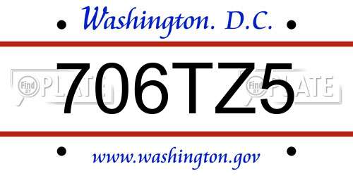 706TZ5 District Of Columbia License Plate