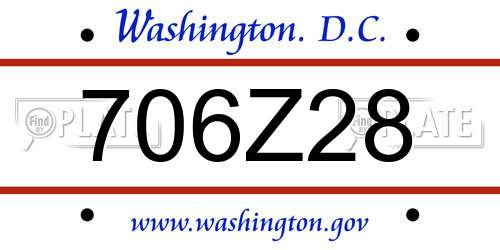 706Z28 District Of Columbia License Plate