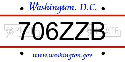 706ZZB District Of Columbia License Plate