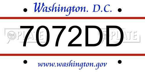 7072DD District Of Columbia License Plate