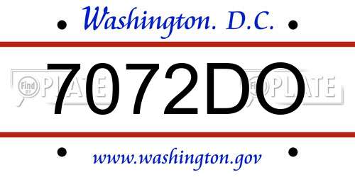 7072DO District Of Columbia License Plate