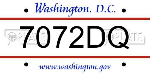 7072DQ District Of Columbia License Plate
