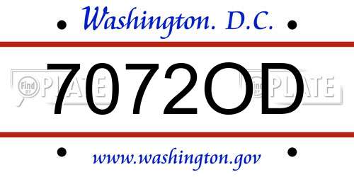 7072OD District Of Columbia License Plate