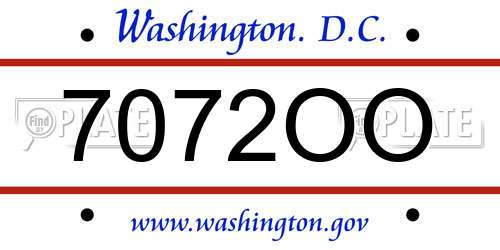 7072OO District Of Columbia License Plate