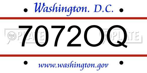 7072OQ District Of Columbia License Plate