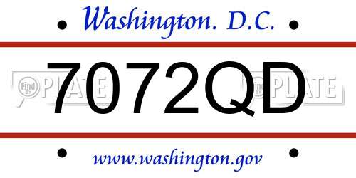 7072QD District Of Columbia License Plate