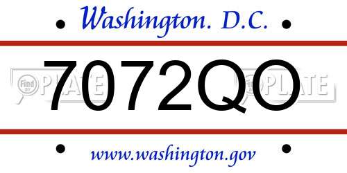 7072QO District Of Columbia License Plate