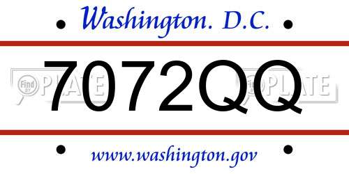 7072QQ District Of Columbia License Plate