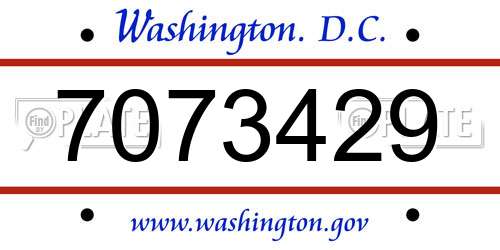7073429 District Of Columbia License Plate