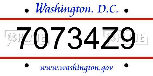 70734Z9 District Of Columbia License Plate