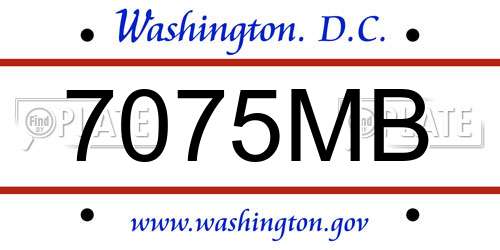 7075MB District Of Columbia License Plate