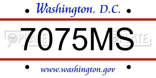 7075MS District Of Columbia License Plate