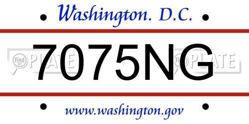 7075NG District Of Columbia License Plate