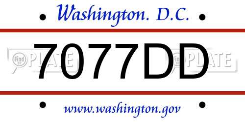 7077DD District Of Columbia License Plate