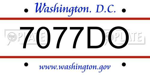 7077DO District Of Columbia License Plate
