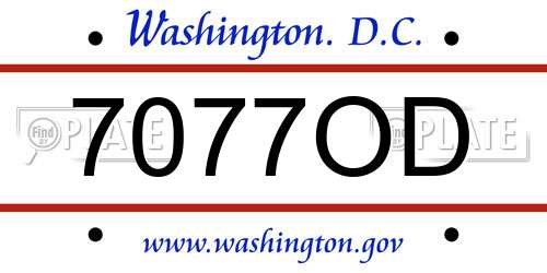 7077OD District Of Columbia License Plate
