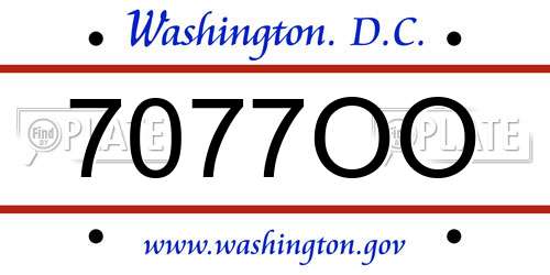 7077OO District Of Columbia License Plate