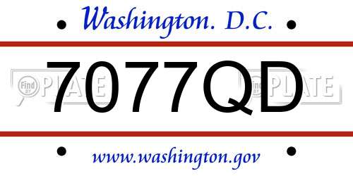 7077QD District Of Columbia License Plate