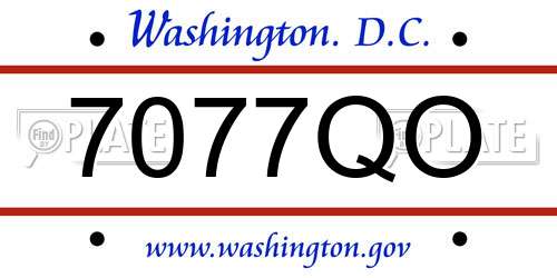 7077QO District Of Columbia License Plate