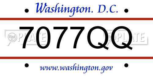 7077QQ District Of Columbia License Plate