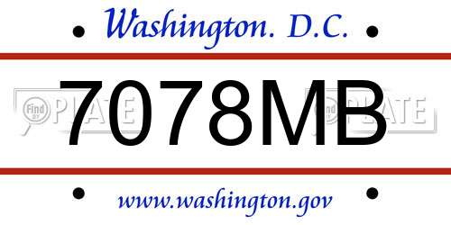 7078MB District Of Columbia License Plate
