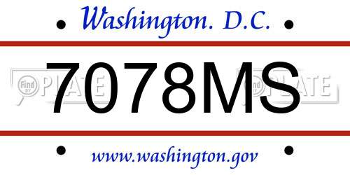 7078MS District Of Columbia License Plate