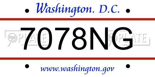 7078NG District Of Columbia License Plate