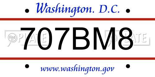 707BM8 District Of Columbia License Plate