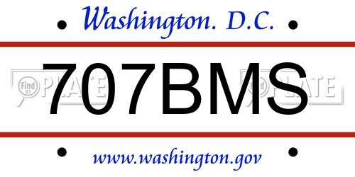 707BMS District Of Columbia License Plate