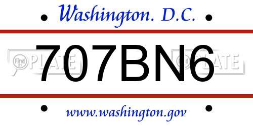 707BN6 District Of Columbia License Plate