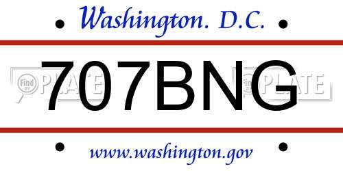 707BNG District Of Columbia License Plate