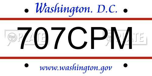 707CPM District Of Columbia License Plate