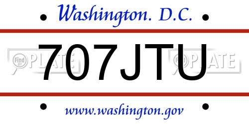 707JTU District Of Columbia License Plate