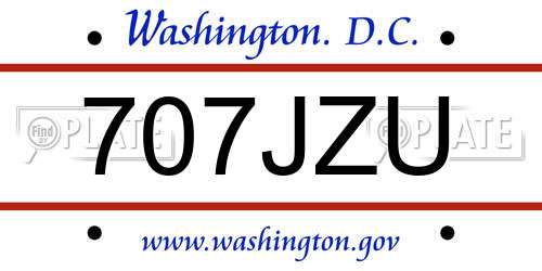 707JZU District Of Columbia License Plate