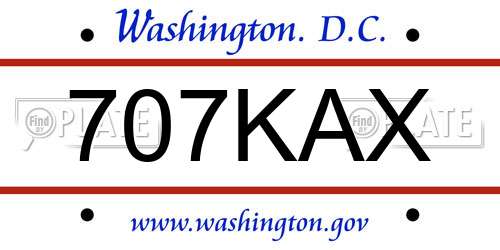 707KAX District Of Columbia License Plate