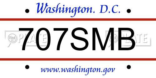 707SMB District Of Columbia License Plate