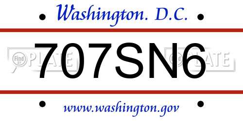 707SN6 District Of Columbia License Plate