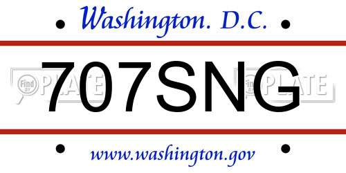 707SNG District Of Columbia License Plate