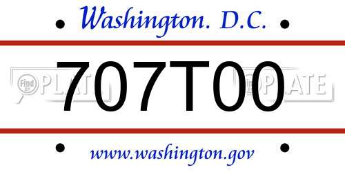 707T00 District Of Columbia License Plate
