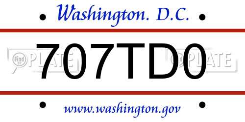 707TD0 District Of Columbia License Plate