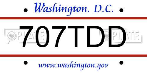 707TDD District Of Columbia License Plate
