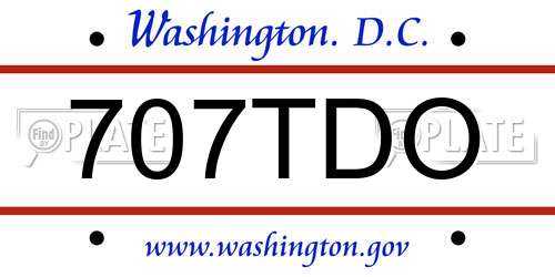 707TDO District Of Columbia License Plate