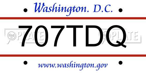 707TDQ District Of Columbia License Plate
