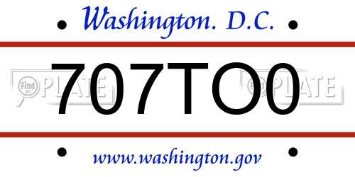 707TO0 District Of Columbia License Plate