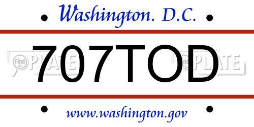 707TOD District Of Columbia License Plate