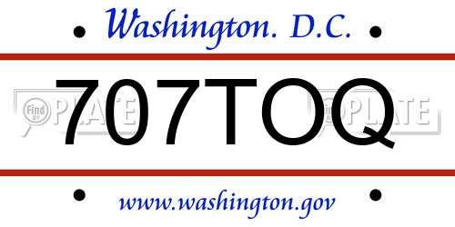707TOQ District Of Columbia License Plate
