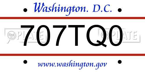 707TQ0 District Of Columbia License Plate