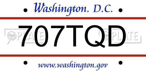 707TQD District Of Columbia License Plate